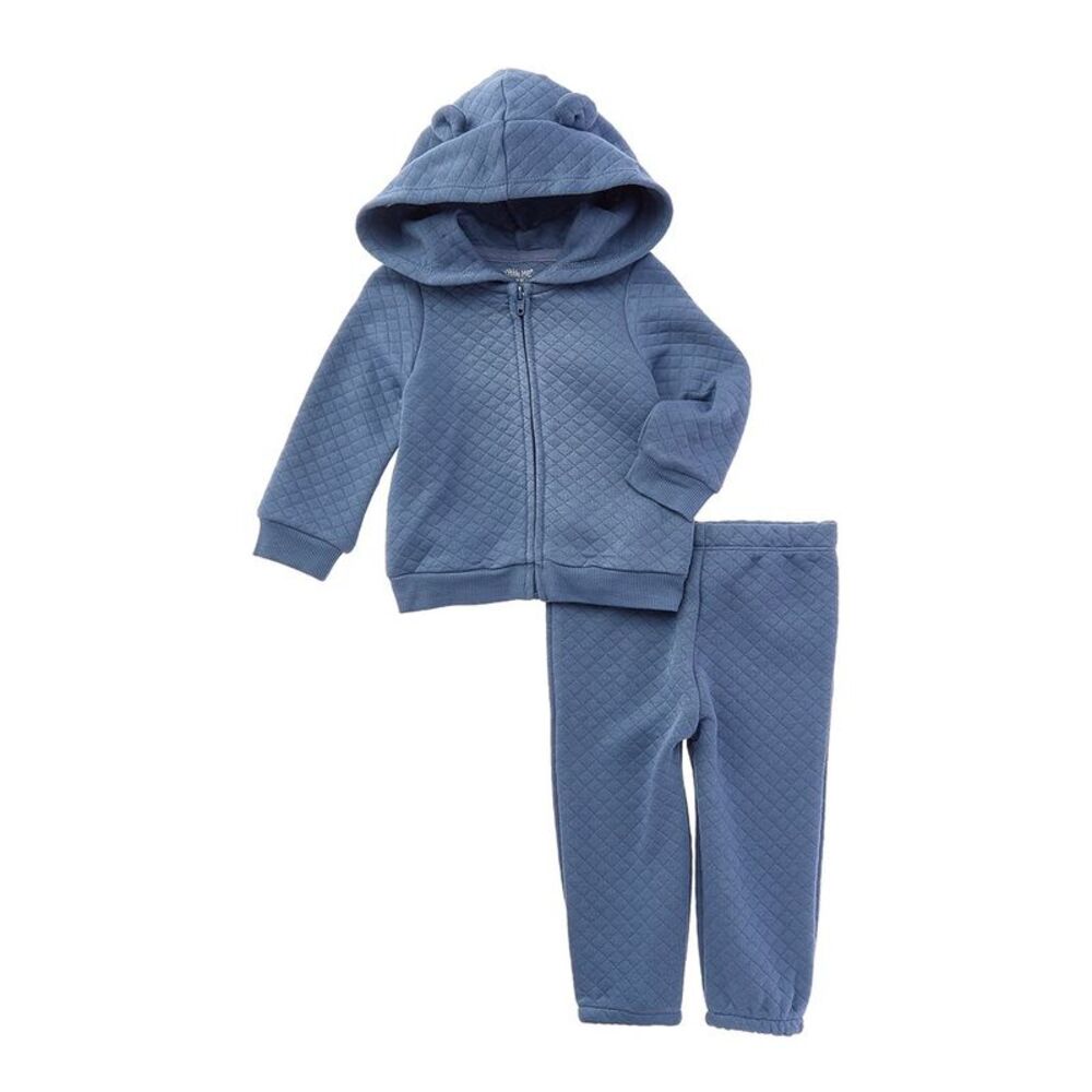 Little Me Baby-Boys  Quilted Hoodie Set, Blue